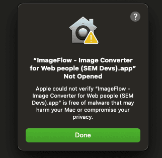 macOS warning dialog